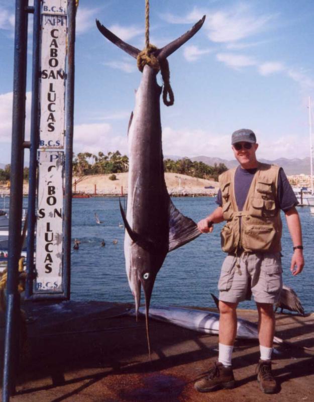 Marlin, Blue - Scott Flotre from Napa, California 
with a Marlin caught at Cabo San Lucas, Baja California. -SportfishWorld © Copyright 2003 All rights reserved